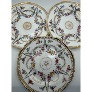 Antique Meissen Rococo Porcelain 6" Side Plates (Set of 3)